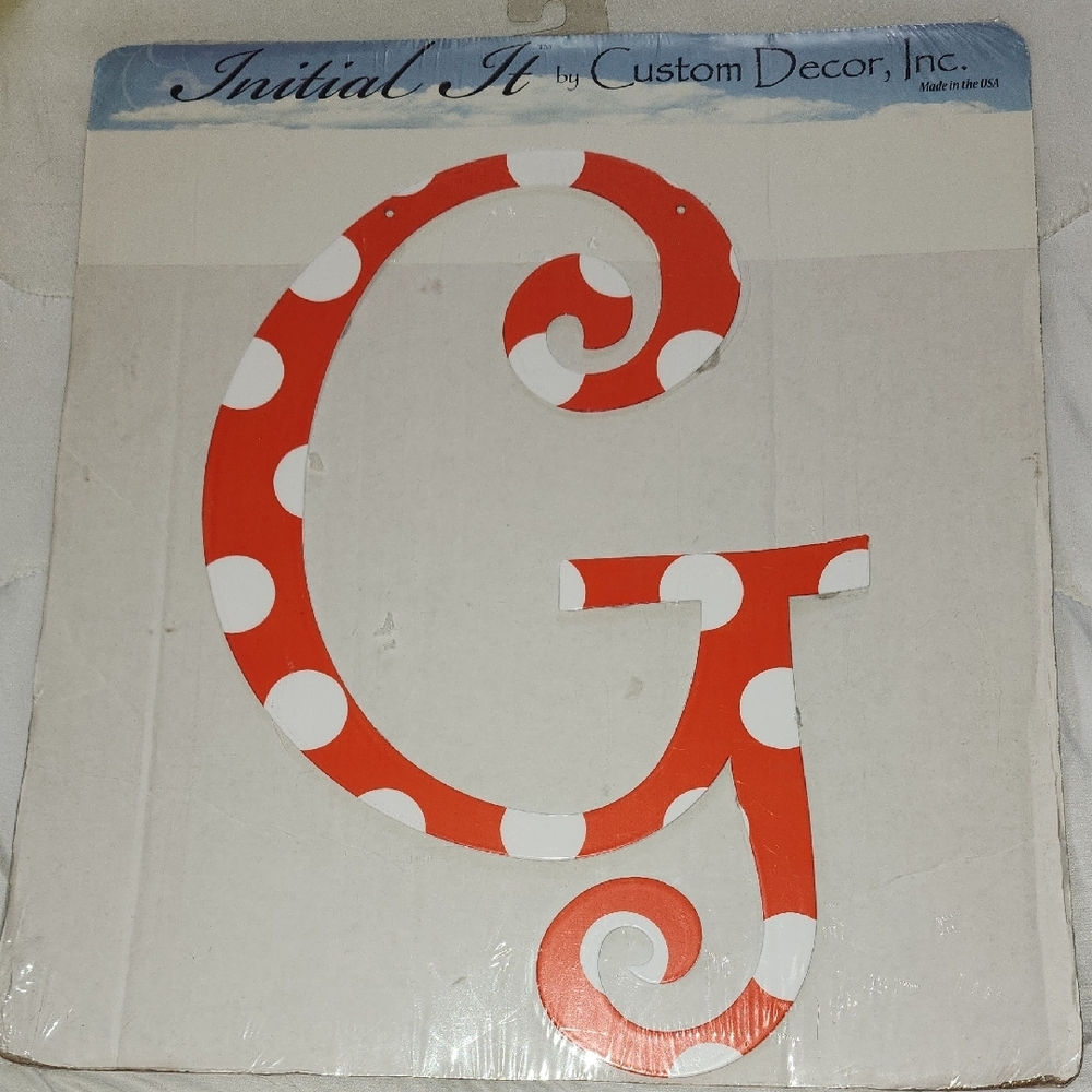 Custom Decor Orange & White  Metal Polka Dotted Initial Letter "G"